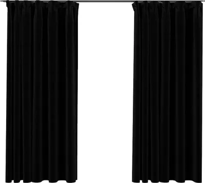 Produktbild von vidaXL Verdunkelungsvorhänge Haken Leinenoptik 2Stk. Schwarz 140x175cm