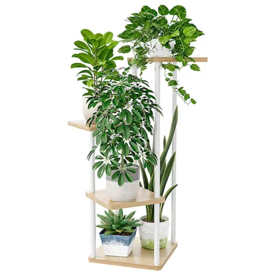 Produktbild von Bamworld Pflanzenständer Blumenständer Innen 4-stufiges PflanzensRegal Blumenstufen Metall Außen Balkon Dekoration Schlafzimmer Blumentopf Innenpflanz