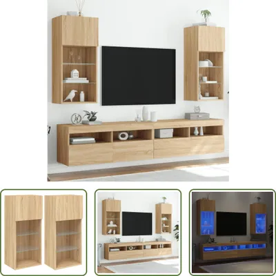 Obrázok produktu pre The Living Store TV skrinky s LED osvetlením 2 ks dub Sonoma 40,5x30x90 cm