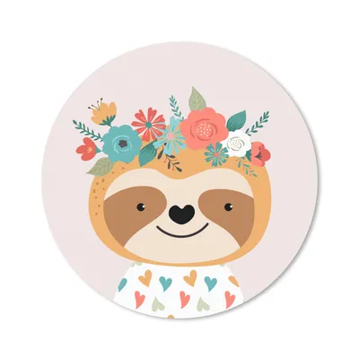 Produktbild von MuchoWow® Mauspad Mousepad Faultier - Blumen - Pastell 20x20 cm - Mousepads - Maus Mat - Pad - Mausunterlage - Schreibtischmatte