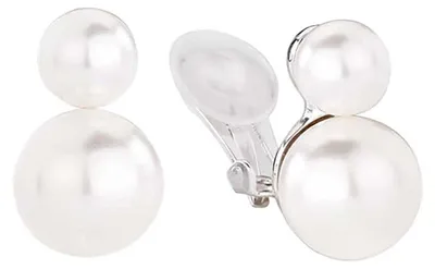Produktbild von Traveller - Ohrclips Damen ohne Ohrlöcher, Doppel-Perle, Platiniert, 113105