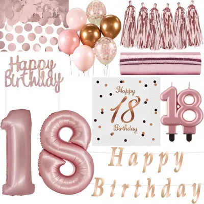 Produktbild von 18. Geburtstag roségold Deko Geburtstagsdeko Zahl volljährig Frau Partyset