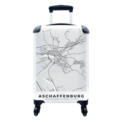 Produktbild von MuchoWow® Koffer Handgepäck Trolley Rollkoffer Kleine Reisekoffer mit 4 Rollen - Deutschland - Stadtplan - Karte - Afschaffenburg - Cabin Size < 55x40x23 cm & 55x40x20 cm - Fotokoffer - Kabinenkoffer - Boardgepäck - Reise-Box - Reisekoffer - Reisegepäck - Koffer mit Bild - Trolley für Kinder
