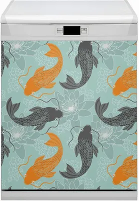 Produktbild von Abwaschbar 60x70 cm Geschirrspüle Magnetmatte Küche Dekorative - Chinesischer Karpfen