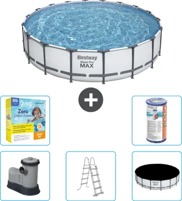 Obrázek produktu pro Kulatý bazén Bestway Steel Pro MAX - 549 x 122 cm - šedý - včetně čerpadla - žebříku - krytu - filtrace