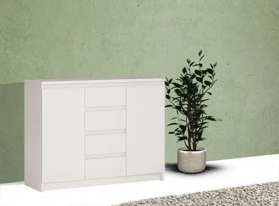 Image de Commode « Armadio » à tiroirs, 109 cm, blanche, sans poignées