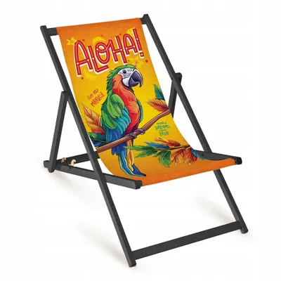Obrázok produktu pre Drevené ležadlo „Aloha“ Fullprint s čiernym rámom – záhradné ležadlo, vonkajšie priestory a balkón