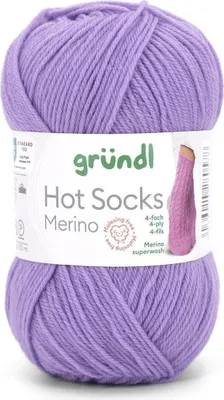 Produktbild von Gründl Hot Socks Merino 50 g/200 m 4-fädig uni 75 % Schurwolle(Merino) /25% Polyamid 03 flieder