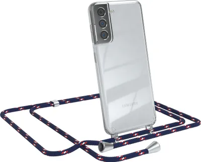 Produktbild von EAZY CASE Handykette kompatibel mit Samsung Galaxy S21 5G, Handyhülle mit Umhängeband, Handykordel, Schutzhülle Clear, Band in Blau