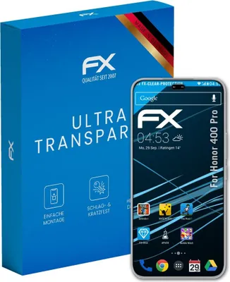 Produktbild von atFoliX FX-Clear 3x Schutzfolie kompatibel mit Honor 400 Pro Displayschutzfolie
