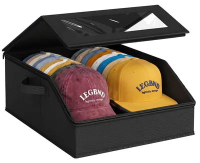 Aufbewahrungsbox für Baseballcaps, stapelbar, 24 Stück, schwarz