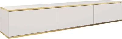 Produktbild von MOEBLO TV-Board Dayn RTV 175 – Lowboard Fernsehtisch TV Bank TV Tisch Fernseher Tisch TV Möbel, RTV-Schrank mit goldenen Einsätzen, hängend (BxHxT): 175x30x32 cm - Weiß
