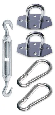 Produktbild von sunprotect SPT83249 Sonnensegel-Montage-Set, Zubehör für dreieckige Segel, stahlfarben (1 Set, 5-teilig)