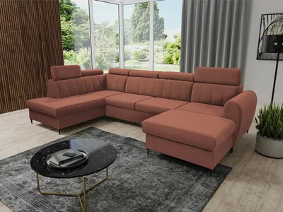 Obrázok produktu pre Sedačka na každodenné spanie do U LAKEWAY XL - indická ružová, pravý roh