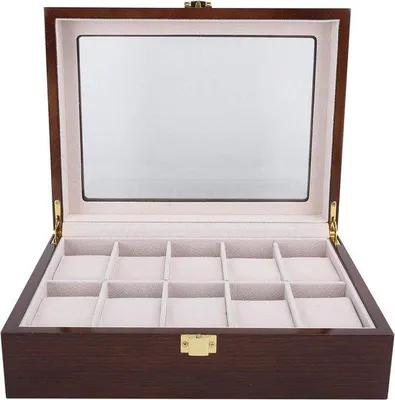 Produktbild von Famanu Uhrenbox mit Glasdeckel - 10 Fächer