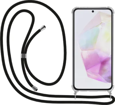 Zdjęcie produktu dla Etui na telefon Smartphonica do Samsung Galaxy A35 ze sznurkiem i zderzakiem - odporne na wstrząsy etui z TPU ze smyczą - przezroczyste
