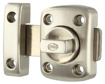Produktbild von Türriegel | Riegelmodell 388 | Türschloss aus gebürstetem Nickel | Torriegel | Abmessungen: 30 x 42 mm | Kompakter Aufputzriegel