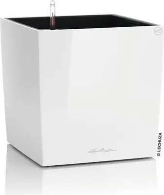 Obrázek produktu pro LECHUZA Cube Premium 40 květináč, 39 x 39 x 40 cm, 31 l, kompletní sada, lesklá bílá