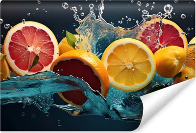Produktbild von Muralo Selbstklebende Fototapete ZITRUSFRÜCHTE Obst Wasser Natur 3D Br. 360cm x Hö. 240cm