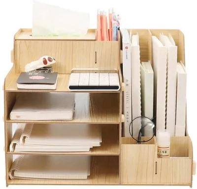 Produktbild von WowArt Schreibtisch-Organizer mit Stiftehalter 38 x 29 x 28 cm Holz