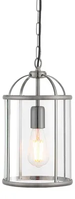 Zdjęcie produktu dla Lampa wisząca lampion LAMBETH nikiel satyna 1xE27x40W szkło wym:190x20x20cm IP20 Endon