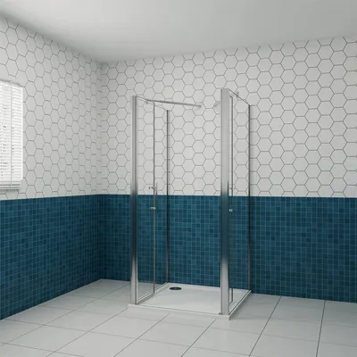 Produktbild von 100x70cm 195cm 6mm ESG Nano Glas U-Form Duschkabine Pendeltür Schwingtür Duschtür