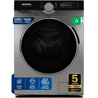 Produktbild von Heinner HWM-M1014IVKSA Waschmaschine 10 kg,  1400 U/min, Touch-Bedienung, Silber