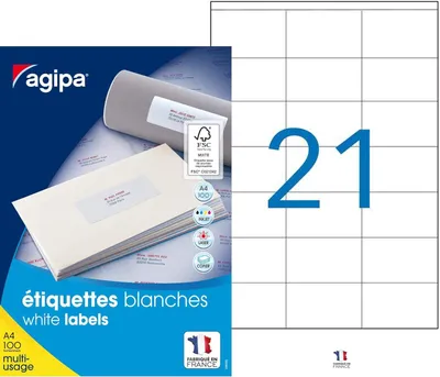 Produktbild von agipa Universal Etiketten 70 x 42 mm weiß rechteckig 2.100 Etiketten