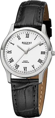 Produktbild von Regent Leder Damen Uhr F-1072 Quarzuhr Armband schwarz D2URF1072