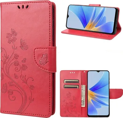 Produktbild von Mobigear Flowers  OPPO A17 Hülle Klapphülle Geldbörse - Rot