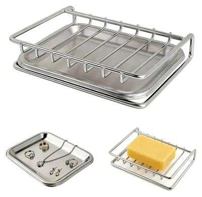 Produktbild von Edelstahl Seifenschale mit Ablauf für Badezimmer, Dusche und Küche