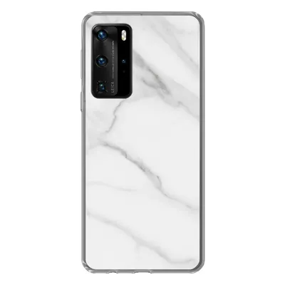 Produktbild von MuchoWow® Handyhülle Schutzhülle Hülle für Huawei P40 Pro Marmor - Strukturiert - Weiß - Grau - Stein - Marmoroptik Silikon Softcase Handy Hülle - Schutz