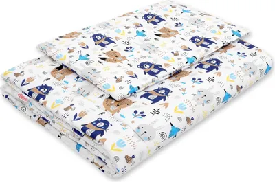 Produktbild von Kinderbettwäscheset mit Füllung 135x100 cm - marineblaue Teddybären