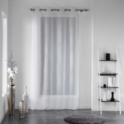 Ooggordijn 140x240 cm Polyester Weiß halbtransparent