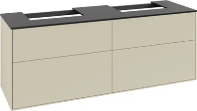 Produktbild von Villeroy & Boch Finion Waschtischunterschrank, 4 Auszüge, für 2 Waschbecken, 1600x603x501mm, Glass Black Matt, F18200HJ