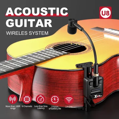 Image de Système sans fil pour guitare acoustique U8, avec émetteur et récepteur fonctionnant en fréquence 2,4 GHz