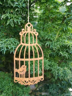 Produktbild von Edelrost Hänger Vogelkäfig, mit 1 Vogel