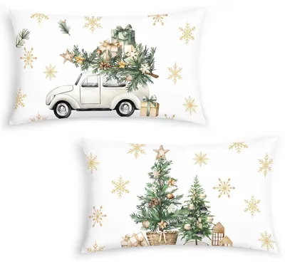 Kissenbezüge 30x50 cm, Weihnachtsmotive, 2er-Set