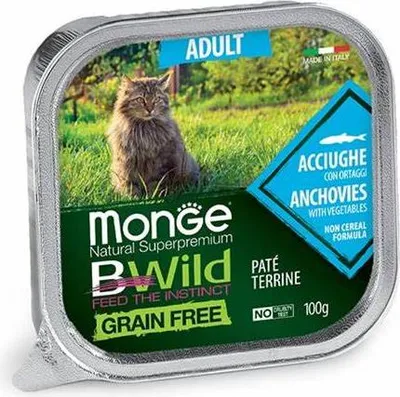 Productafbeelding van Monge BWild Cat Volwassen Kat Paté met Ansjovis, 100g