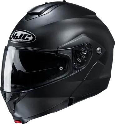 A black HJC C91N motorcycle helmet is shown against a white background.