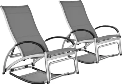 Image de Chaise longue AVIGNON avec fonction 2 en 1 - Lot de 2