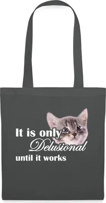 Produktbild von Spreadshirt Delulu Delusional Kitty Print Motivation Stoffbeutel, One size, Graphite