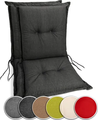 Produktbild von sunnypillow 2 Stück Gartenstuhlauflagen Niedriglehner 100 x 50 x 9 cm  Auflage Polsterauflagen UV-Lichtecht Stuhlauflage Stuhlkissen  Anthrazit