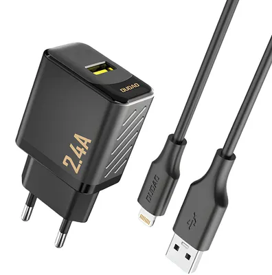 Immagine prodotto di Caricatore Dudao A23LEU 12W USB-A con Cavo Lightning - Nero KP41387