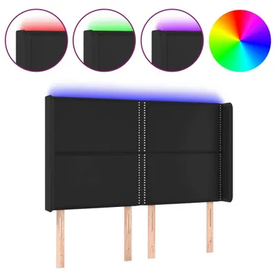 Produktbild von vidaXL LED Kopfteil Schwarz 147x16x118/128 cm Kunstleder