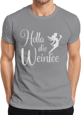 Produktbild von Holla die Weinfee Weinliebhaberin Weinprobe Weinparty Vintage Herren T-Shirt, Grau, M