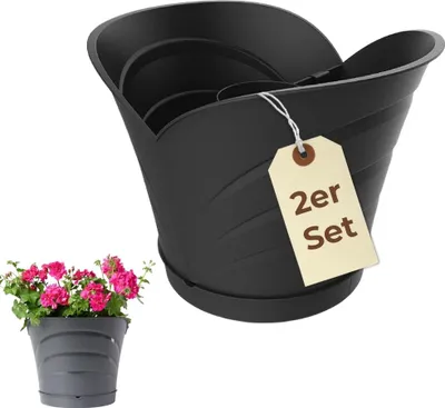Produktbild von Blumentopf für Regenrohr Fallrohr Blumentopf Pflanzengefäß Regenrinne Fallrohrpflanzgefäß Grau Pflanztopf für Pfosten Säulentopf Abflussrohr Hängetopf für Säule 2er Set