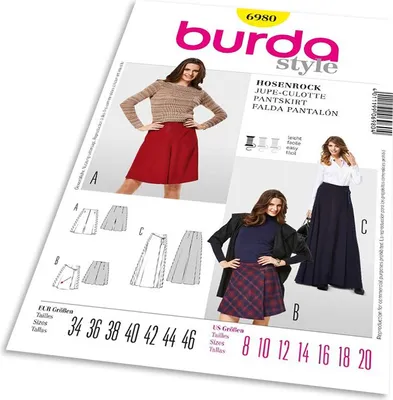 Obrázok produktu pre Strih Burda 6980 - Zavinovacia nohavicová sukňa, culottes