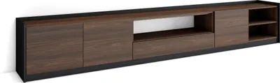 Produktbild von TV-Schrank, Lowboard, 310x37x50cm, Für TV-Geräte bis zu 80", Fernsehtisch, Dunkler Eiche und Schwarz