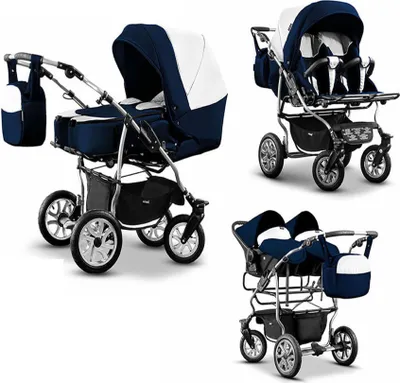 Produktbild von Zwillingskinderwagen 4 in 1 City Twin inkl. Autositze - 15 Teile - in 19 Farben